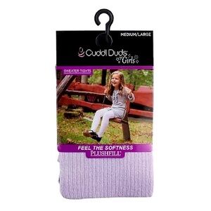 NWT Cuddl Duds Young Girls Lavender Purple Ribbed Sweater Tights, Small/Medium